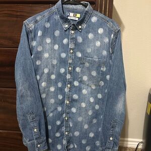 MSGM Blue Polka Dot Casual Button Down Shirt